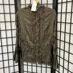 Vintage Nygård, Crinkle Blouse, Brown SZ 18, NWT